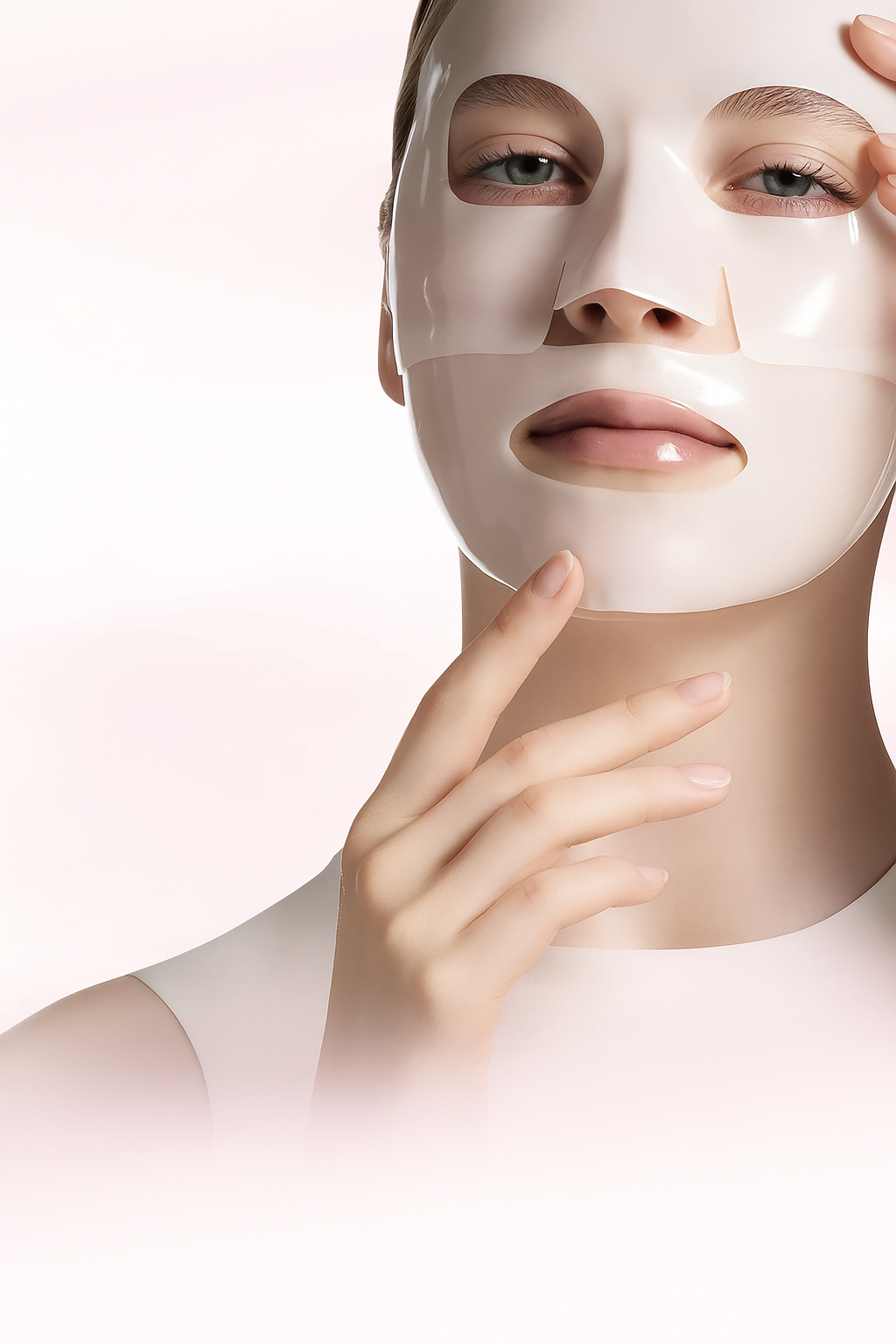 Model wearing hydrogel mask